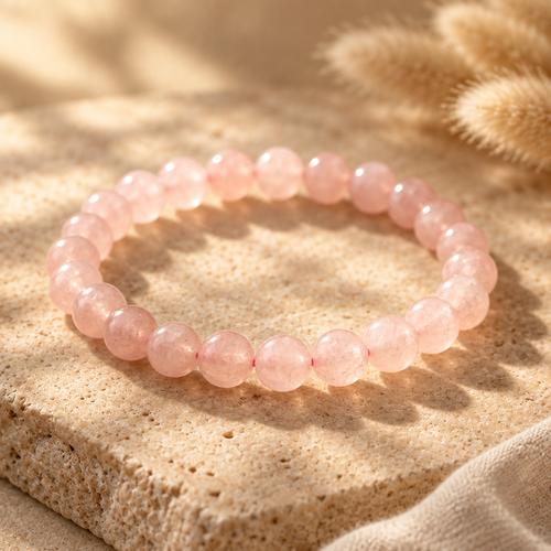 Bracelet Amour en Quartz Rose